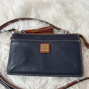 Dooney & Bourke Gingy Pebble Grain Leather Crossbody in Brown Belt Bag Navy RARE